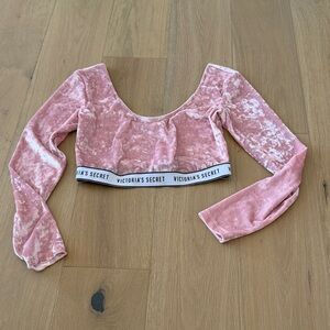Victoria's Secret Pink Velvet Long Sleeve crop Top